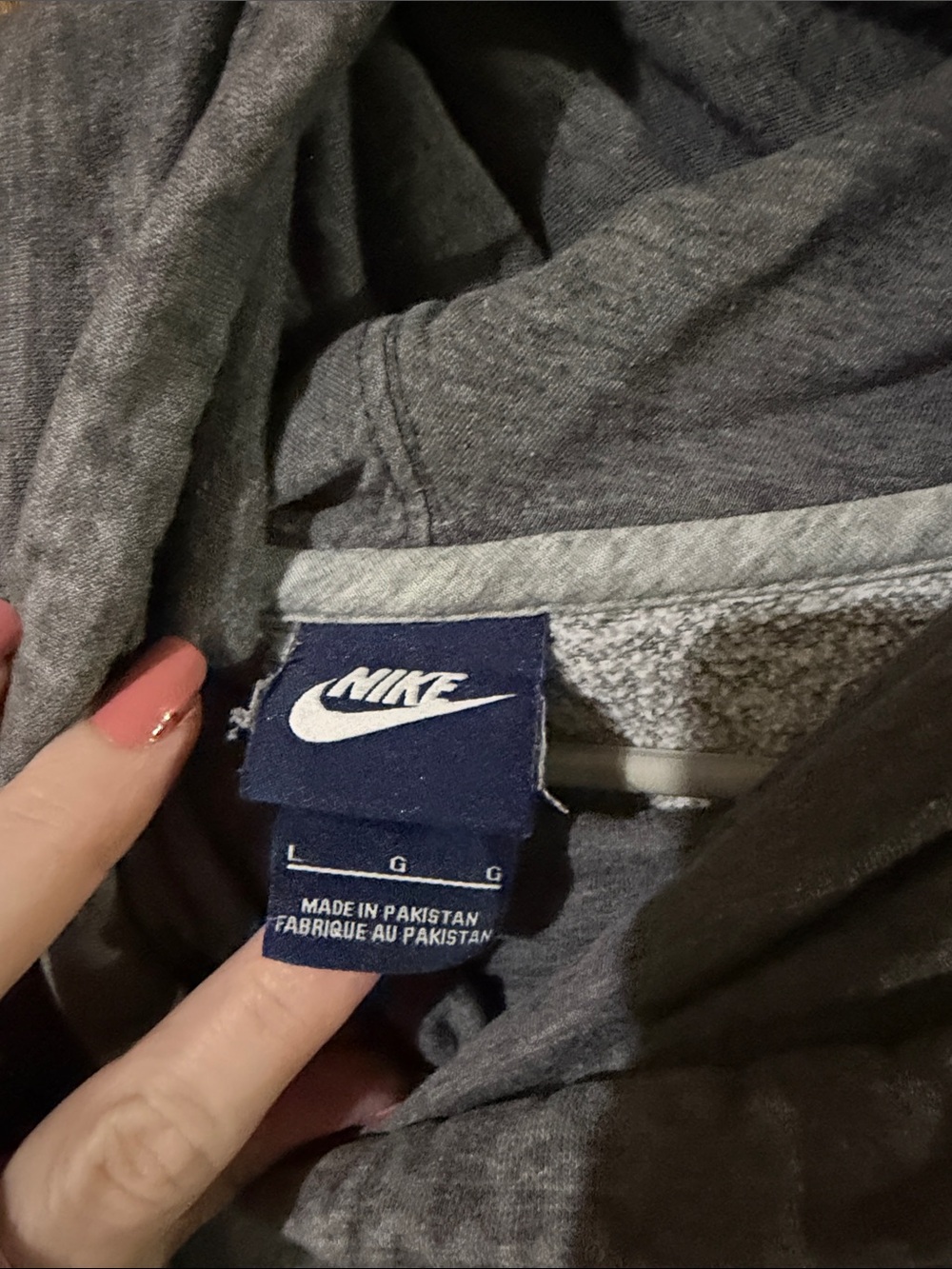 Nike Gray Heather Pullover Hoodie with White Swoosh - Picture 2 of 3